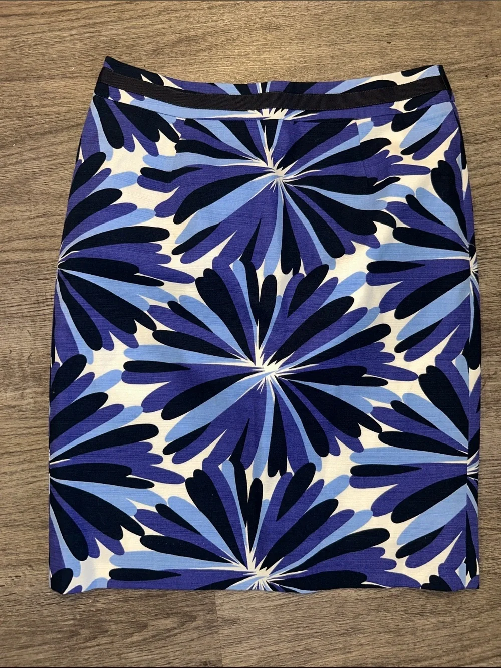 Boden Blue Purple Abstract Floral Pencil Skirt Size US 4 UK 8 Lined Cotton